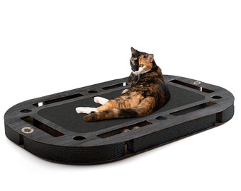 PlayPlate BLACK EDITION - gemasert | XXL Katzenspielplatz | Kratzbrett (inkl. 5g Katzenminze)