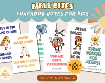 Christian Lunchbox Notes for Kids: Bible Verse Cards (Printable PDF Download