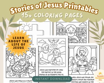 Jesus Stories Coloring Pages: Christian Kids Sunday School Activity (PDF Download)