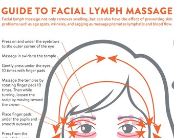 Facial lymfe massage richting gids poster, PRINTABLE/ INSTANT DOWNLOAD, essentiële en uitgebreide lymfedrainage massage techniek