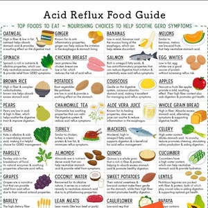 Acid Reflux Food Guide, GERD, 2-Page Pdf, PRINTABLE DOWNLOAD, Heartburn, Gastritis Relief, Low Acid Food, Nutrition Education Worksheet