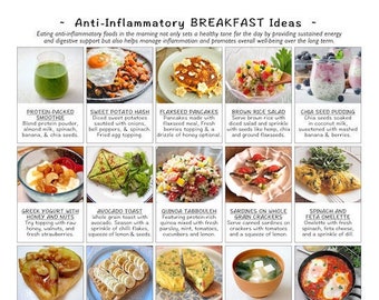 Anti-Inflammatory Meal Ideas Guide 3-page pdf PRINTABLE DOWNLOAD  Patient education, Nutrition, Cheatsheet, Best Breakfast Lunch Dinner