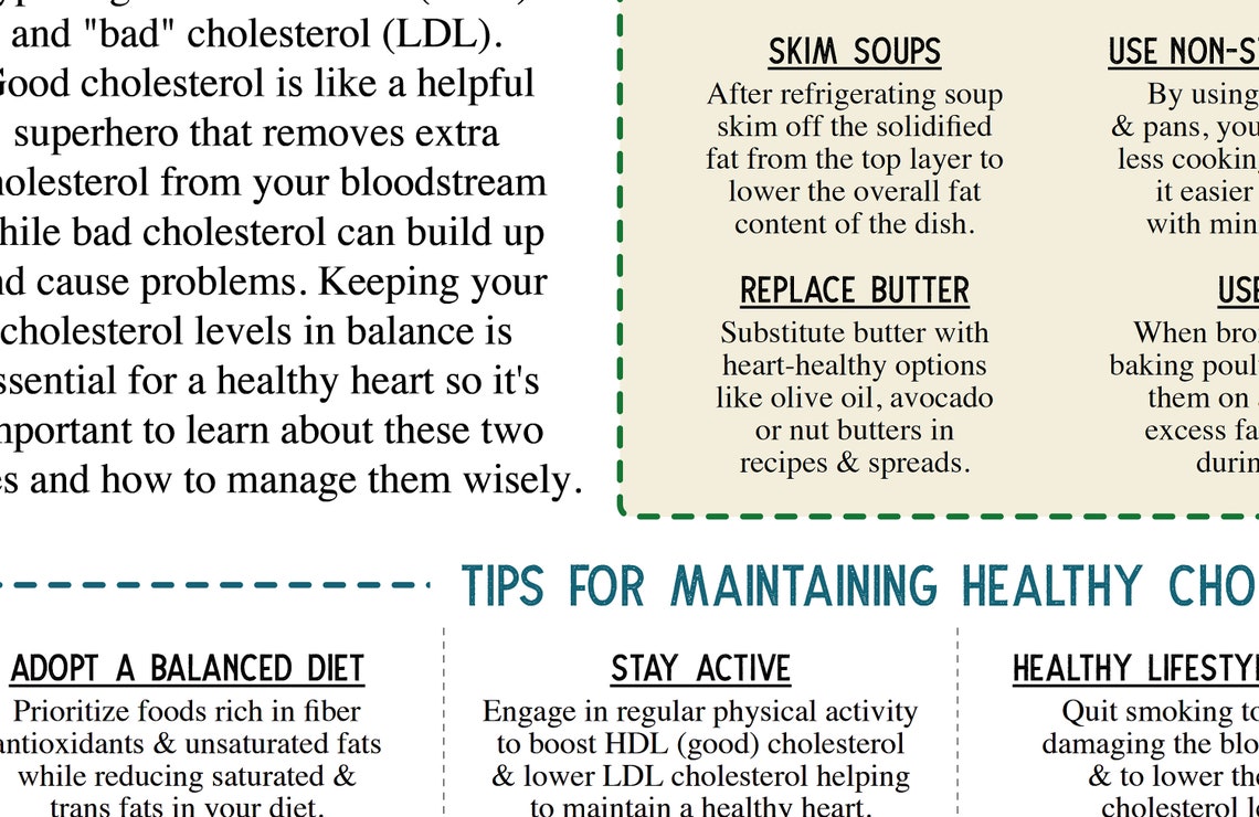 Foods to Lower Cholesterol Guide/ Chart, 2 Page Pdf PRINTABLE DOWNLOADS/ Patient Health