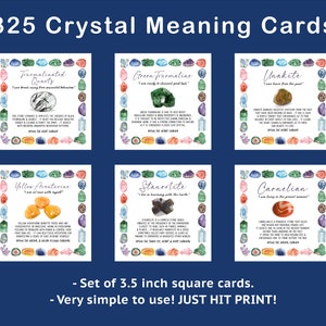 325 Crystal Information Cards Bundle Set, Digital Download - print-at-home cards with crystal/ gemstone meaning & info