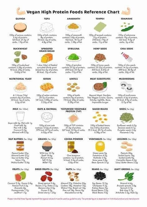 VEGAN High Protein Foods Reference Chart DIGITAL DOWNLOAD - Etsy
