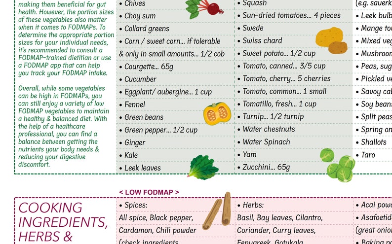 FODMAP foods list / At-a-glance chart to see which foods are low or high / 4 page Pdf / PRINTABLE DOWNLOAD / Patient education, Cheat sheet image 5