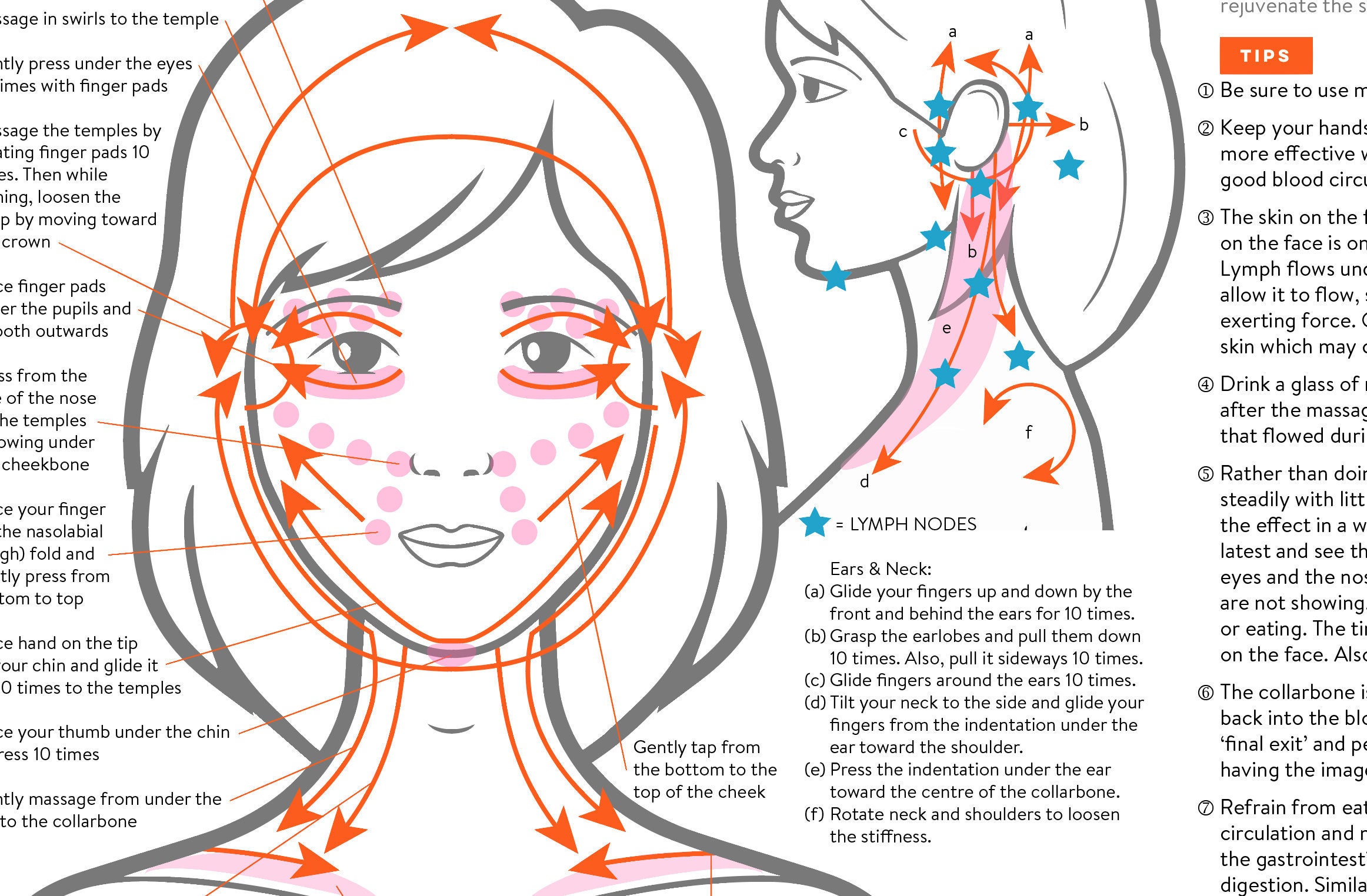 Facial Lymph Massage Direction Guide Poster Printable Etsy Uk