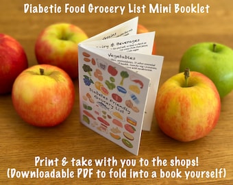 Mini booklet for diabetes food shopping guide/ ‘At-a-glance’ list to take with you to the shops/ Patient education / PDF DOWNLOAD/ PRINTABLE
