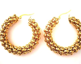 Gold Plated Earrings, Hoop Earrings, Trendy Earrings,Statement Earrings, Fashion Jewellery, Gift for Her
