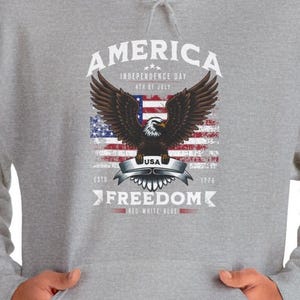 American Eagle Hoodie Unisex Graphic Independence Day Heavy Blend™ Patriot Hooded Sweatshirt Funny American Patriotic Clothing Gift Idea