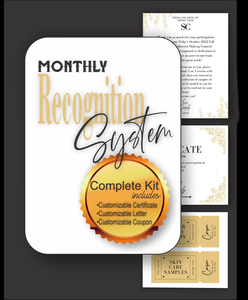 Editable Monthly Recognition System Reward Certificate Award Etsy