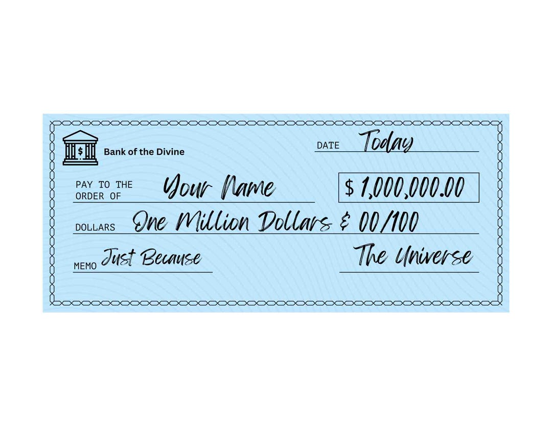 Million Dollar Check Template: Financial Abundance Manifestation Tool ...