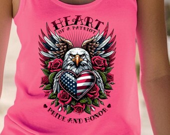 Patriot Heart Racerback TankTop Trendy 4th of July Independence Day Apparel Best Women Clothing Rose Eagle Design Gym Shirt Summer Girl Tank