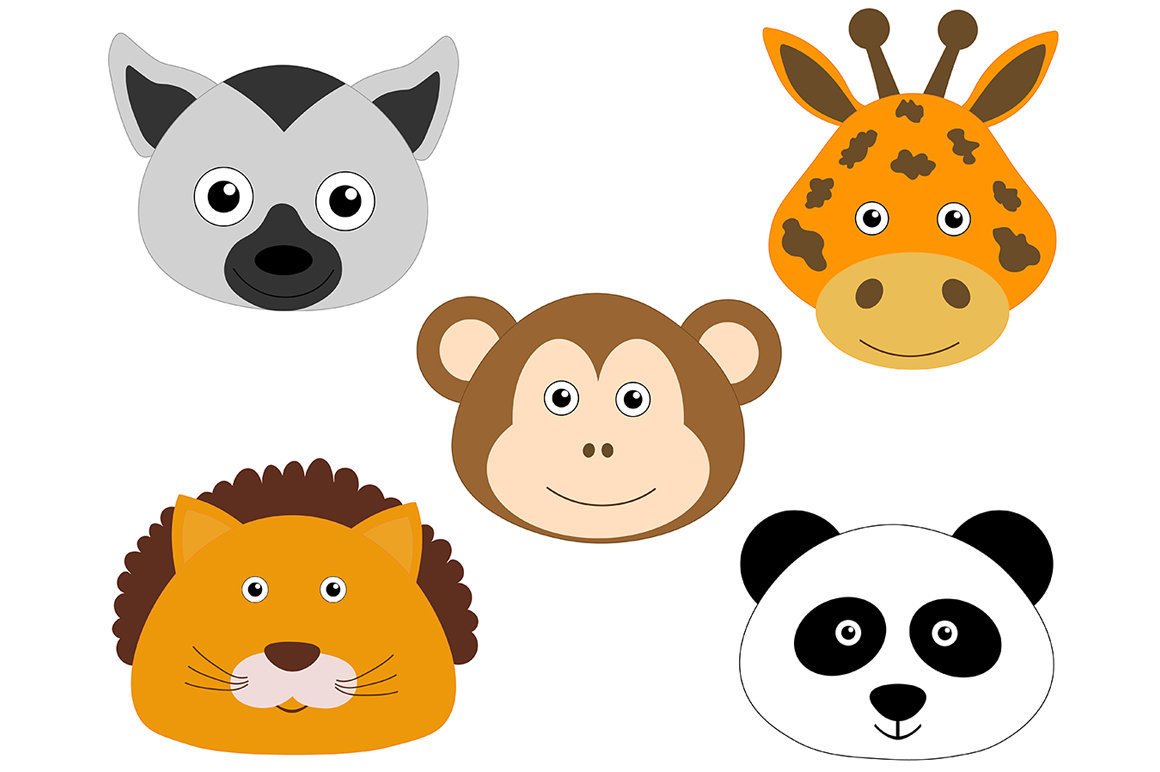 Süße Tiere Clipart. Süße Tiere Gesichter Vektor. Niedliche | Etsy