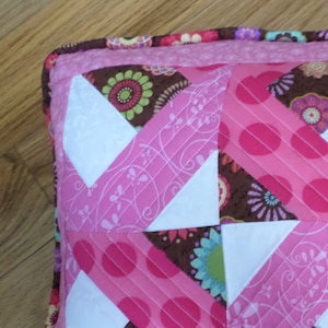 Patchwork Pillow 12&quot; Square Multicolor Pink Browns