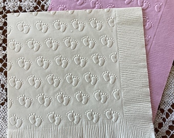Baby Feet -  Embossed Napkins - Baby Shower - Tea - Beverage - Cocktail