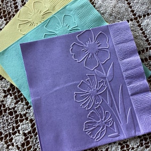 Floral - Embossed Napkin - All Occasion - Wedding- Bridal Shower- Beverage - Cockail