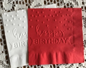 Birthday - Embossed Napkins - Birthday Party -  Beverage - Cocktail