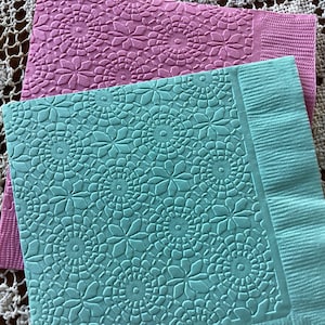 Floral - Embossed Napkin - All Occasion - Wedding- Bridal Shower- Beverage - Cockail