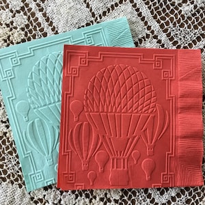 All Occasion - Hot Air Balloon -  Embossed Napkins - Sports - Beverage - Cocktail