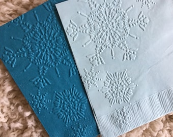 Snowflake - Embossed Napkins - Christmas - Winter Party -  Beverage - Cocktail