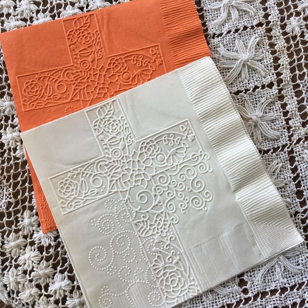 Cross - Embossed Napkins - Easter - Baptism - Christening - Beverage - Cocktail