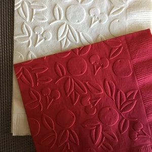 Fruit (cherriesj) -  Embossed Napkin - All Occasion - Wedding- Bridal Shower- Beverage - Cockail