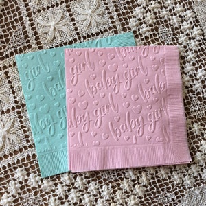 Baby Girl - Embossed Napkins - Baby Shower - Beverage - Cocktail