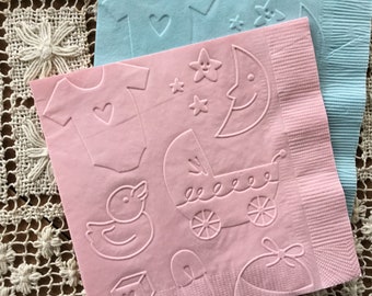 Baby Embossed Napkins - Baby Shower - Tea - Beverage - Cocktail