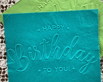 Birthday - Embossed Napkins - Birthday Party -  Beverage - Cocktail