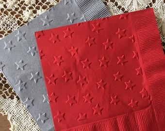 Star - Embossed Napkins - All Occasion - Fourth of July - Picnic - Beverage - Cocktail