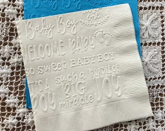 Baby Boy - Embossed Napkin - Nursery - Travel -  All Occasion - Beverage - Cocktail