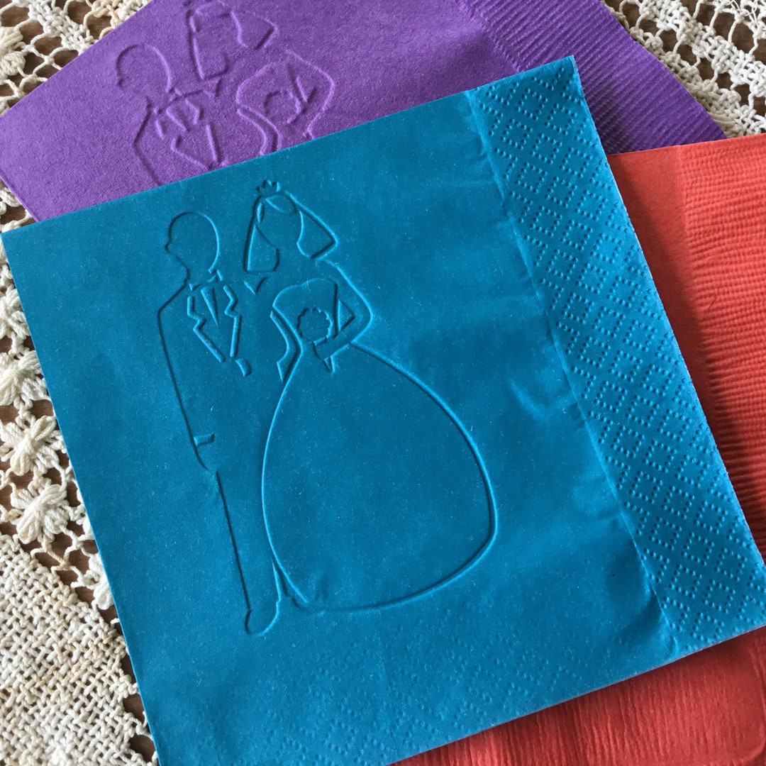 Wedding Embossed Napkins Wedding Anniversary Beverage Cocktail Etsy
