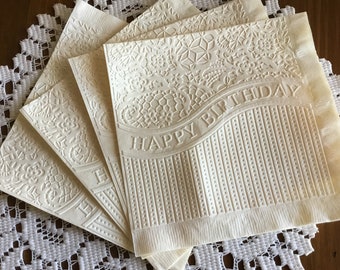 Birthday -Floral - Embossed Napkins - Birthday - Luncheon