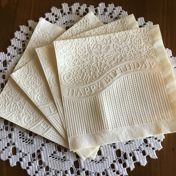 Birthday -Floral - Embossed Napkins - Birthday - Luncheon