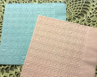 Baby Embossed Napkins - Baby Shower - Tea - Beverage - Cocktail