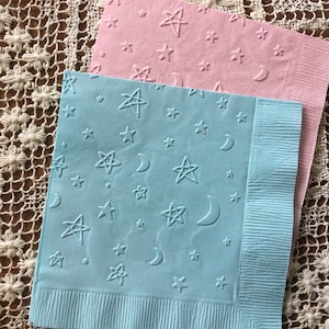 Stars & Moon - Embossed Napkin - Nursery  -  All Occasion - Beverage - Cocktail