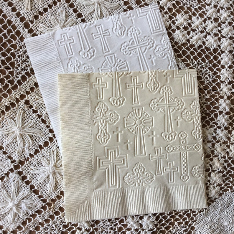 Cross Embossed Napkins Easter Baptism Christening Etsy