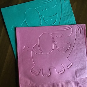 Elephant -  Embossed Napkins - Stork & Elephant - Baby Shower - Party - Beverage - Beverage