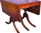 1930 Duncan Phyfe Antique Mahogany Drop Leaf Dining Table