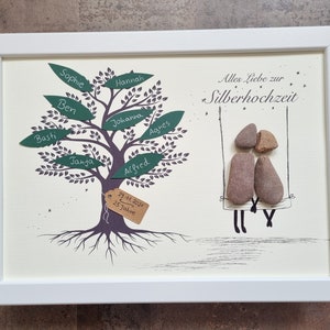 Silver Wedding, 25 years, Bridal Couple, Love, 25th Wedding Anniversary, Wedding Gift, Stone Picture, DinA4, Gift, Wedding
