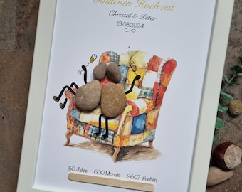Goldene Hochzeit, 50 Jahre, Brautpaar, DinA4, Goldenen Hochzeit, Hochzeitsgeschenk, Geschenk goldhochzeit, 50. Hochzeitstag, 50. Jahrestag