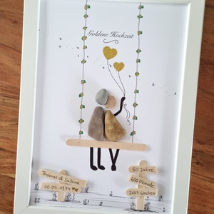 Wedding gift, golden wedding anniversary, 50 years, wedding stone picture DinA4 personalizable