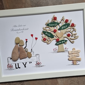 Regalo per matrimonio rosa, 10 anni, 10° anniversario, regalo, DinA4, matrimonio, quadro in pietra, anniversario di matrimonio, 10° anniversario di matrimonio, personalizzabile