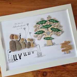 Silver wedding, 25 years, bride and groom, love, 25th wedding anniversary, wedding gift, stone picture, DinA4, gift, wedding