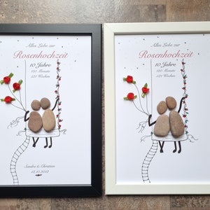 Rose wedding, 10 years, 10th anniversary, gift, DinA4, wedding, stone picture, wedding anniversary, 10th wedding anniversary