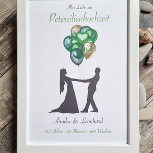 Parsley wedding, 12.5 years, bridal couple, just married, mr. & mrs. Wedding Gift, DinA4, Wedding, Gift Love, Stone Picture