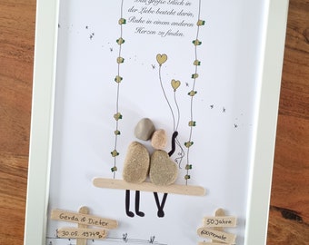 Hochzeitsgeschenk, goldene Hochzeit, 50 Jahre, zur Hochzeit Steinbild DinA4 personalisierbar