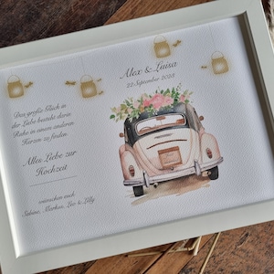Wedding gift, poster, print, newlyweds, just married, customizable for the wedding DinA4