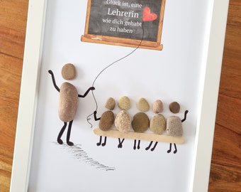 Teacher, best teacher, farewell gift, teacher, school, gift for teacher, stone picture, DinA4